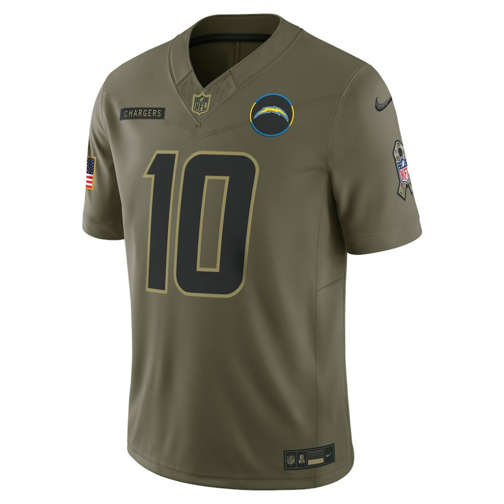 Justin Herbert Los Angeles Chargers Nike 2025 Salute to Service Limited Jersey - Olive-GridironStore